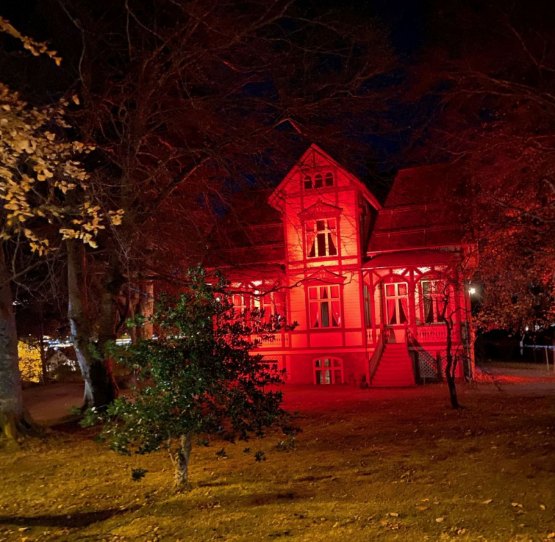 Berlihuset opplyst for å markere poliodagen